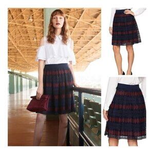 Trina Turk Leland Diamond Lane Lace skirt 8 medium spring blue red lined spring